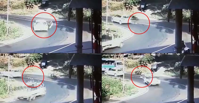 ഓടുന്ന കാറിൽ നിന്ന് കുട്ടി തെറിച്ച് ബസിന് മുന്നിലേക്ക്; അപകടം വഴിമാറിയത് തലനാരിഴയ്ക്ക്