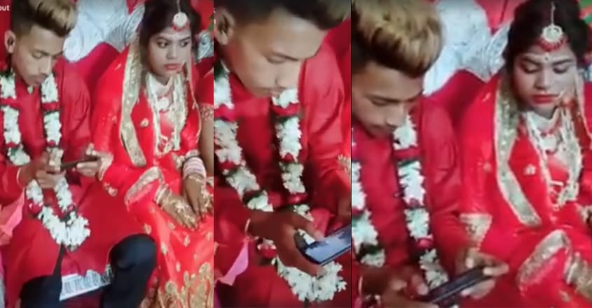 വിവാഹവേദിയില്‍ വധുവിന്റെ മുഖത്തുപോലും നോക്കാതെ  പബ്ജി കളിച്ച് വരന്‍; വീഡിയോ വൈറൽ