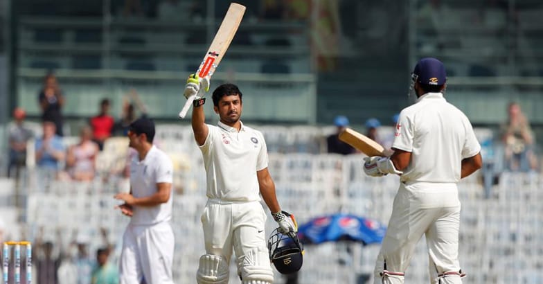 ട്രിപ്പിള്‍ സെഞ്ച്വറിയുടെ മികവില്‍ മലയാളി താരം കരുണ്‍ നായര്‍;  ട്രിപ്പിള്‍ നേടുന്ന ആദ്യ മലയാളി ക്രിക്കറ്റ് താരം