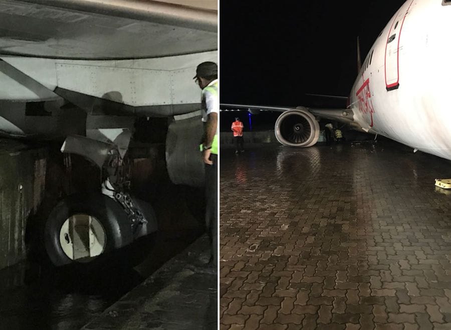 നെടുമ്പാശേരി വിമാനത്താവളത്തില്‍ ലാന്റിംഗിനിടെ വിമാനം അപകടത്തില്‍പ്പെട്ടു; അപകടം ഒഴിവായത് തലനാരിഴയ്ക്ക്