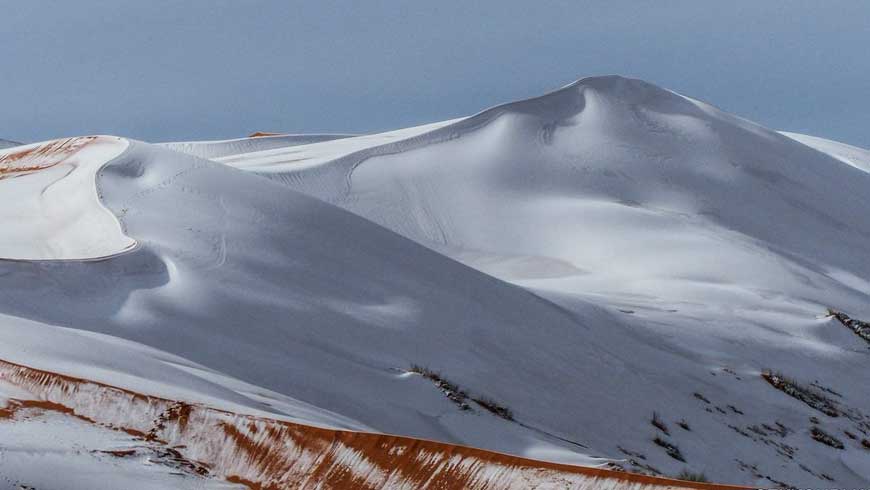 സഹാറ മരുഭുമിയില്‍ മഞ്ഞു പെയ്യുന്നു; പലയിടത്തും താപനില ഒരു ഡിഗ്രി സെല്‍ഷ്യസില്‍ താഴെ; വീഡിയോ വൈറല്‍