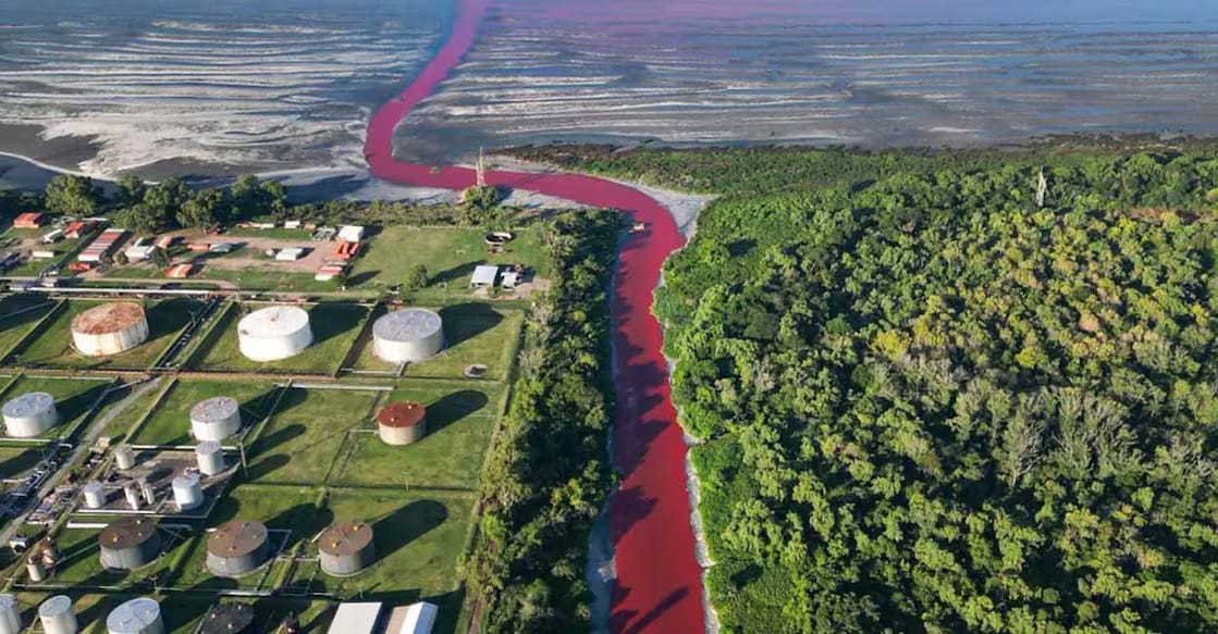 ശക്തമായ ദുർഗന്ധം, പിന്നാലെ ജലം മുഴുവൻ ചുവപ്പായി; അർജന്റീനയിലെ നദിയുടെ നിറം മാറിയതിൽ ആശങ്ക – വിഡിയോ