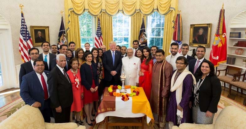 വൈറ്റ് ഹൗസില്‍ ദീപാവലി ആഘോഷിച്ചു യു എസ് പ്രസിഡന്റ് ട്രംപ്