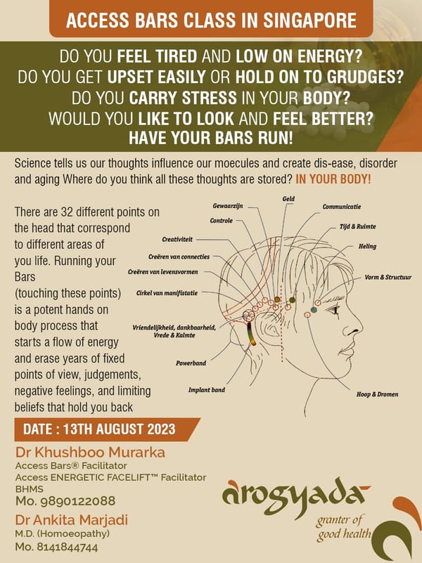 Access Bars class in Singapore on 13th August