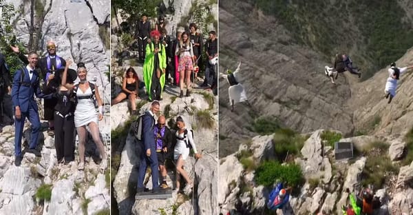 വിവാഹം മലയുടെ മുകളിൽ വച്ച്, പിന്നാലെ സ്കൈ ഡൈവ്: അന്തംവിട്ട് സോഷ്യൽ മീഡിയ