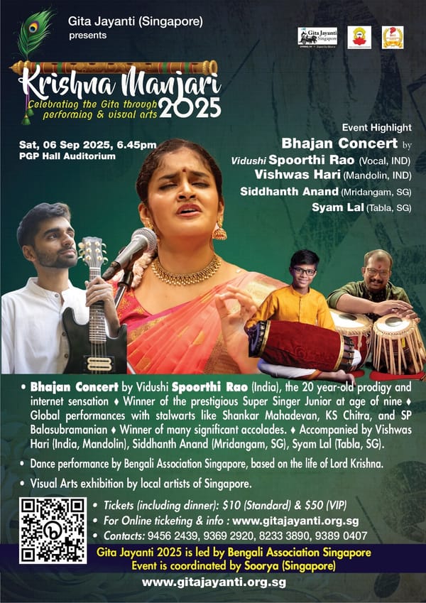 Krishna Manjari 2025 to Celebrate the Gita through Arts in Singapore