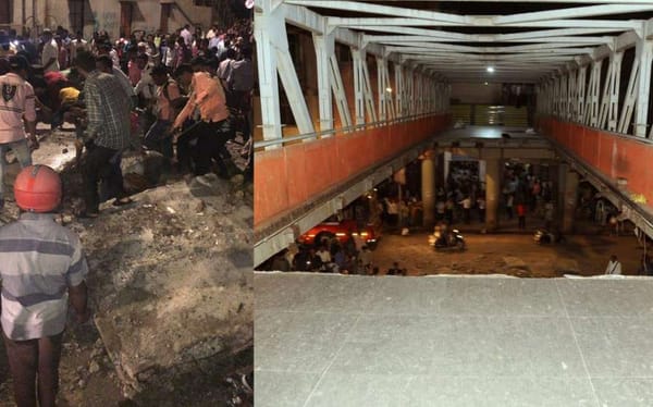 മുംബയിൽ  റെയില്‍വെ സ്റ്റേഷന് സമീപമുള്ള നടപ്പാലം തകർന്ന്  നാലുപേർ‌ മരിച്ചു; 34 പേർക്ക് പരിക്ക്