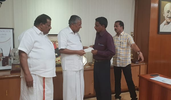 കല സിംഗപ്പൂര്‍ മുഖ്യമന്ത്രിയുടെ ദുരിതാശ്വാസ നിധിയിലേക്ക് അഞ്ചു ലക്ഷം രൂപ സംഭാവന നല്‍കി