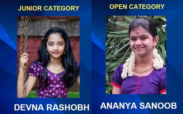 Devna Rashobh and Ananya Sanoob wins NBKL's National Malayalam Talentime 2023