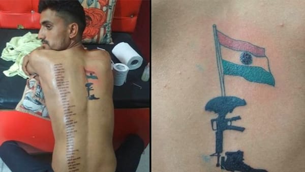 മറക്കില്ലൊരിക്കലും; രാജ്യത്തിന് വേണ്ടി ജീവൻ നൽകിയ സൈനികരുടെ പേരുകൾ ശരീരത്തിൽ ടാറ്റൂ ചെയ്ത് യുവാവ്