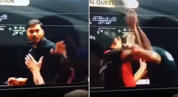 അധ്യാപകനെ ചെരുപ്പൂരി അടിച്ച് വിദ്യാർത്ഥി: വീഡിയോ