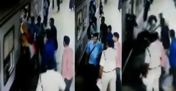 ഓടുന്ന ട്രെയിനിൽ ചാടി കയറാൻ ശ്രമം; രക്ഷകനായി യുവാവ്; യാത്രക്കാരി രക്ഷപ്പെട്ടത് തലനാരി‍ഴയ്ക്ക്