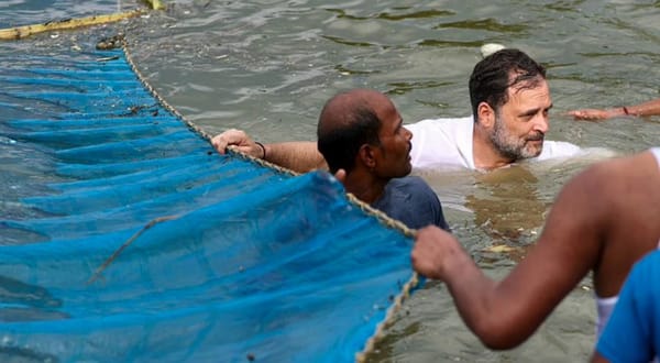 Rahul jumps into muddy pond, interacts with fishermen in poll-bound Bihar